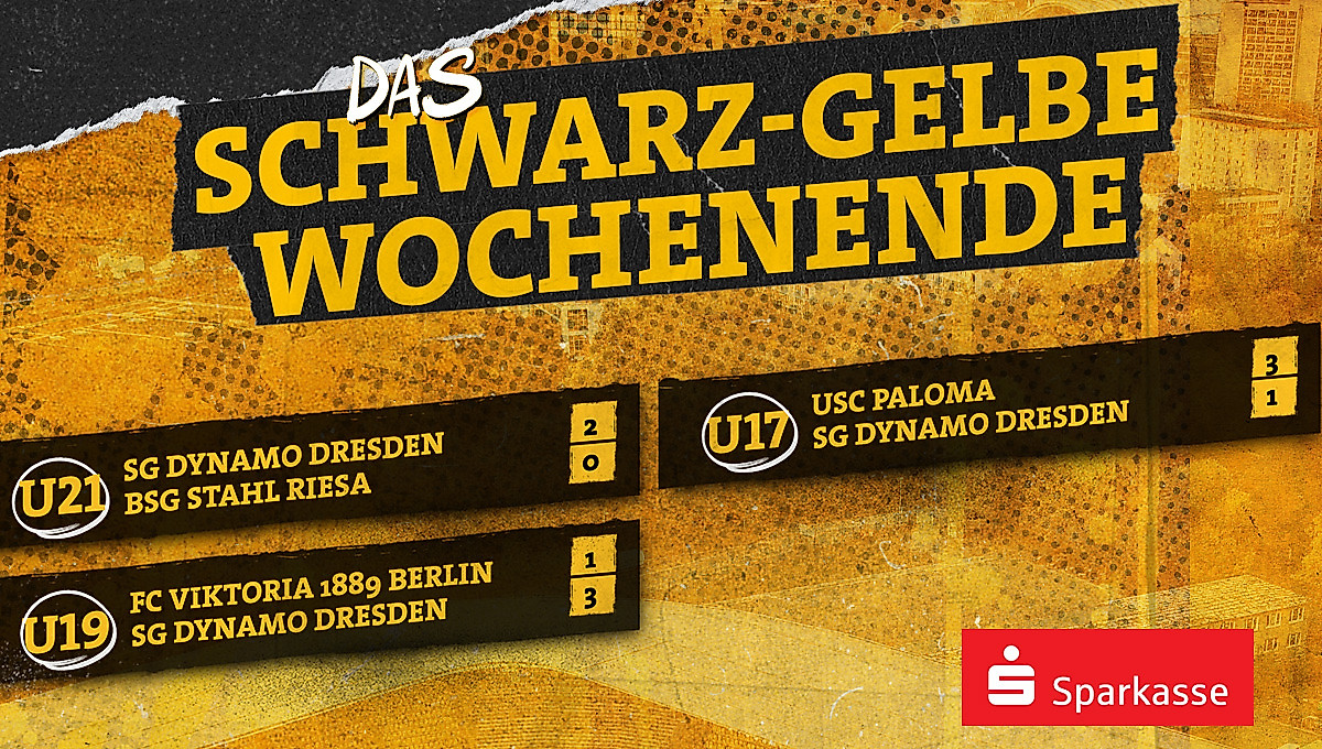 Eine Ergebnisübersicht von Dynamos Nachwuchsmannchaften am Wochenende 11.04.-12.04.2026