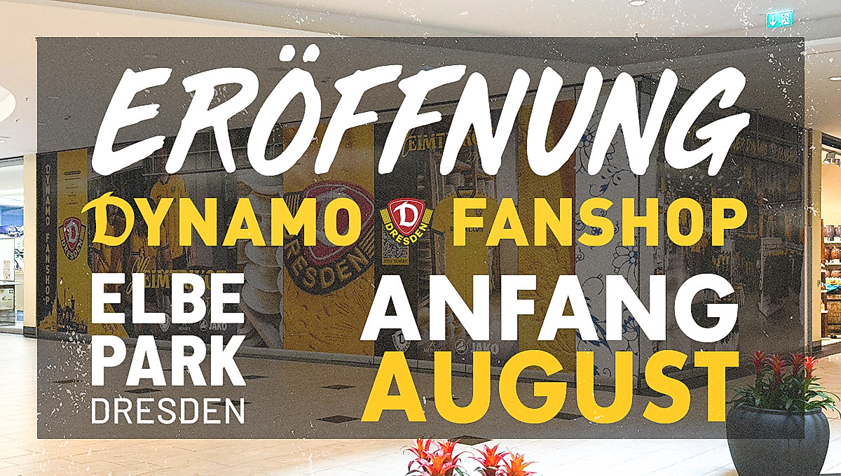 Grafik mit einem Foto des neuen Fanshops im Hintergrund.