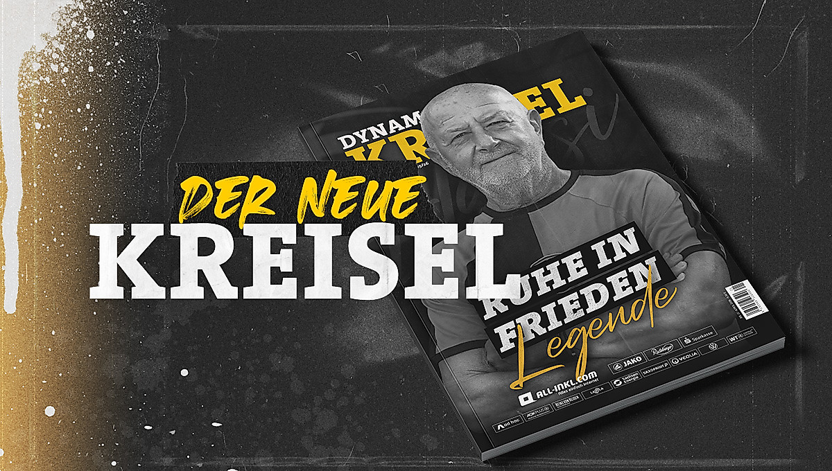 Eine Grafik mit dem Vereinsmagazin von Dynamo Dresden im April 2026