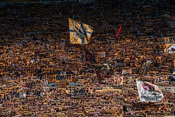 Fans im Rudolf-Harbig-Stadion.