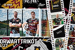 Lennart Grill & Elias Bethke in Dynamos Torwart-Trikot für die Saison 2026/27