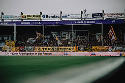 Der Gästeblock im Stadion an der Bremer Brücke in Osnabrück