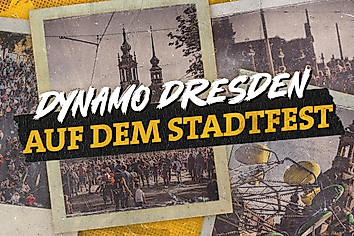 Grafik zur Ankündigung des Besuchs von Dynamo beim Dresdner Stadtfest. 