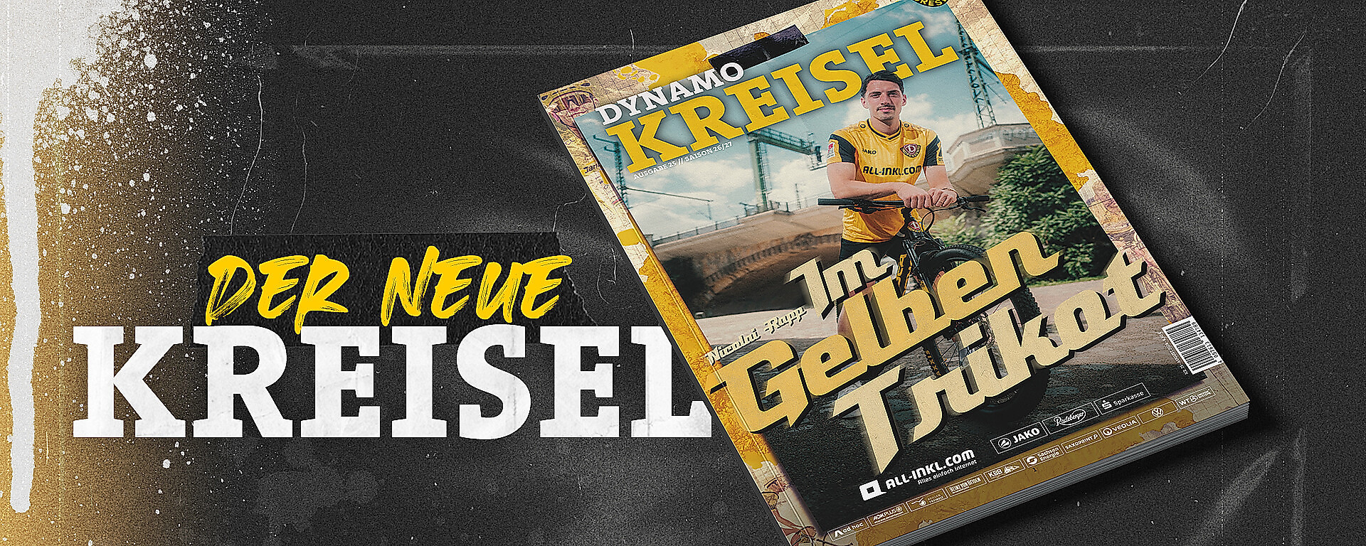 Eine Grafik mit dem Vereinsmagazin von Dynamo Dresden im August 2026