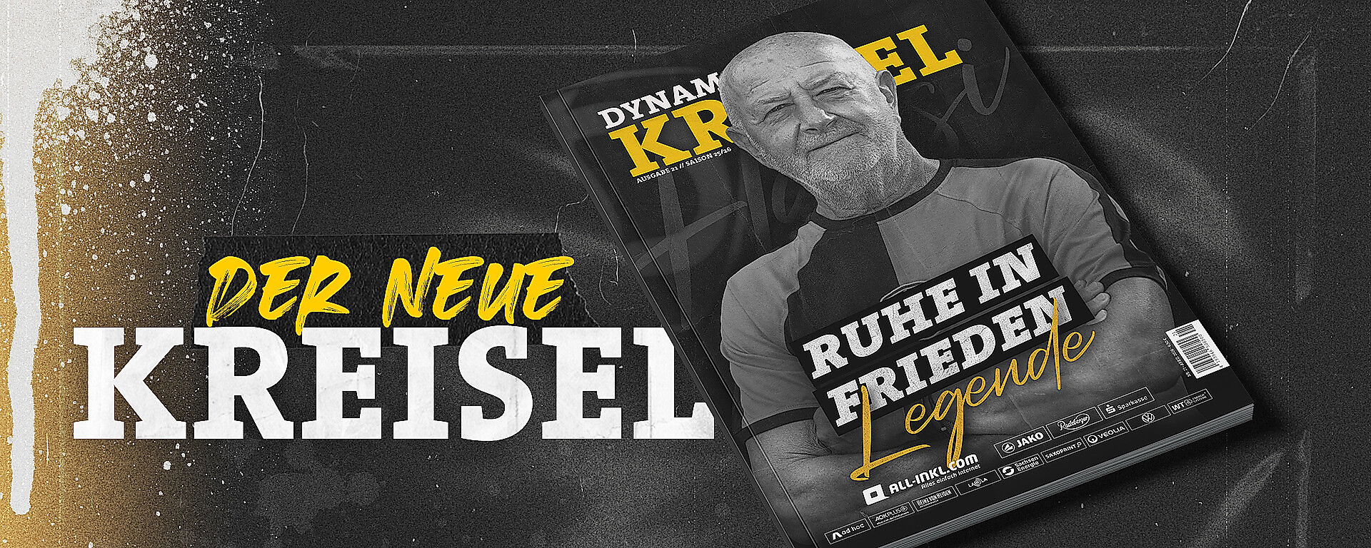 Eine Grafik mit dem Vereinsmagazin von Dynamo Dresden im April 2026