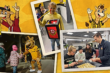 Eine Grafik mit Bildern von Kindern der Giraffenbande.