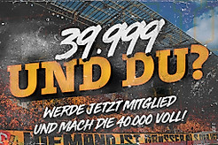 Grafik mit der Aufschrift: 39.999 und du? Werde jetzt Mitglied und mach die 40.000 voll!