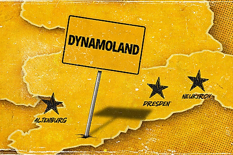 Eine Karte von Sachsen auf der die Standorte Dresden, Neukirch und Altenburg mit einem Stern markiert sind.