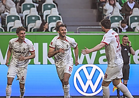 Rosenfelder celebrates his first Bundesliga goal.