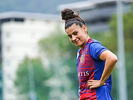 03.10.2021, Lugano, Stadio Cornaredo, AXA Women's Super League: FC Lugano Femminile - FC Basel 1893,  #8 Kristina Sundov (Basel) in Aktion