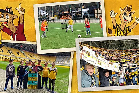 Eine Grafik mit Bildern von Kindern der Giraffenbande.