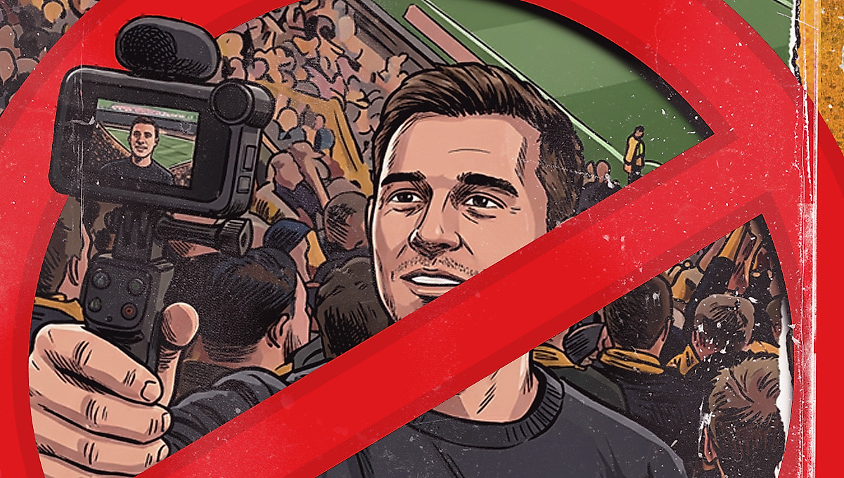 Eine Grafik zum Verbot von Stadionvlogs.