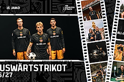 Vincent Vermeij, Jonas Oehmichen und Nicolai Rapp im neuen schwarzen Auswärtstrikot.