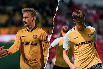 Sascha Risch geht beim Spiel gegen den KSC verletzt vom Feld und Jakob Zickler bei der Erwärmung.