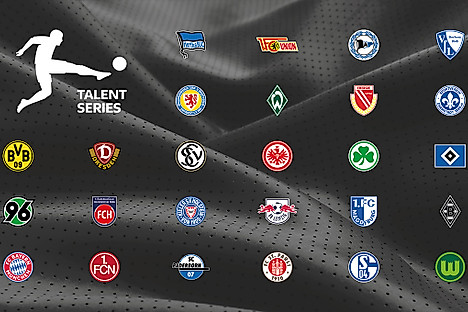 Eine Grafik mit den Vereinslogos der Teilnehmer der U21-Talenteliga.