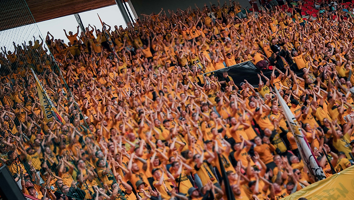 Fans der SG Dynamo Dresden beim Klatschen.