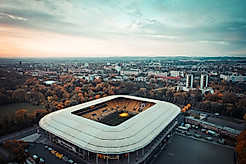 Luftaufnahme des Rudolf-Harbig-Stadions