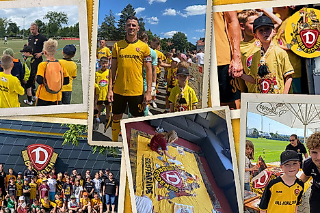 Bildcollage mehrere Fotos von Kindern beim Fußball