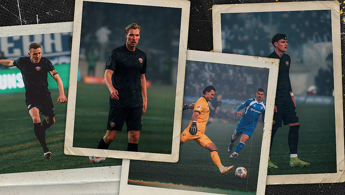 Niklas Hauptmann, Vincent Vermeij, Tim Schreiber und Thomas Keller beim Spiel gegen den 1. FC Magdeburg.