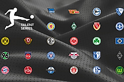 Eine Grafik mit den Vereinslogos der Teilnehmer der U21-Talenteliga.