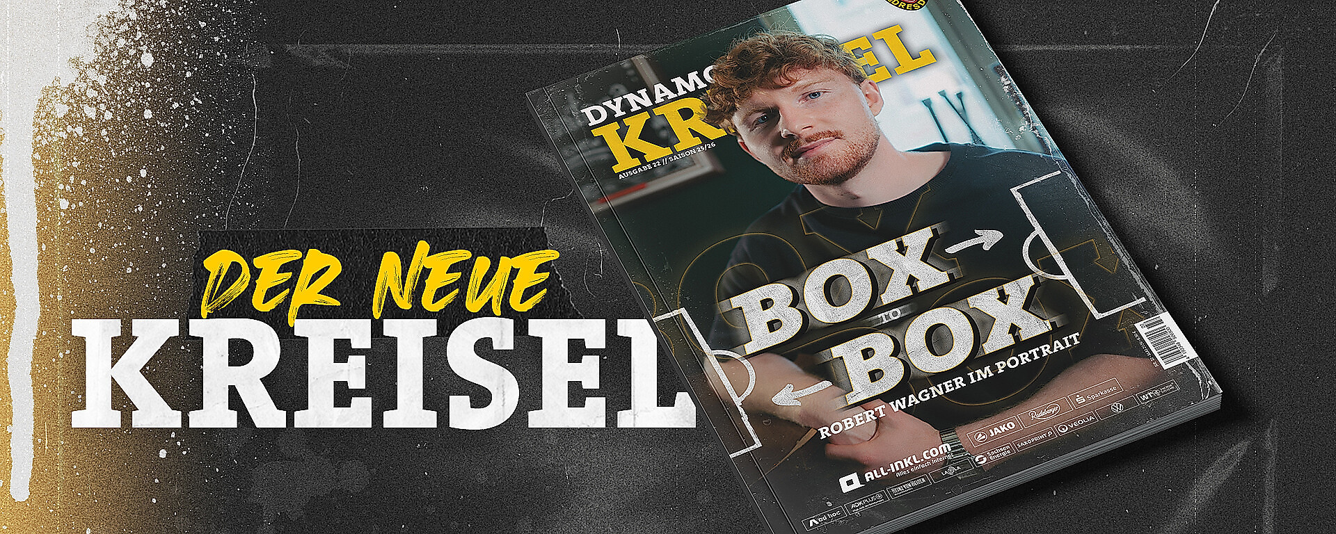 Eine Grafik mit dem Vereinsmagazin von Dynamo Dresden im April 2026