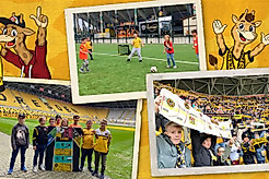 Eine Grafik mit Bildern von Kindern der Giraffenbande.