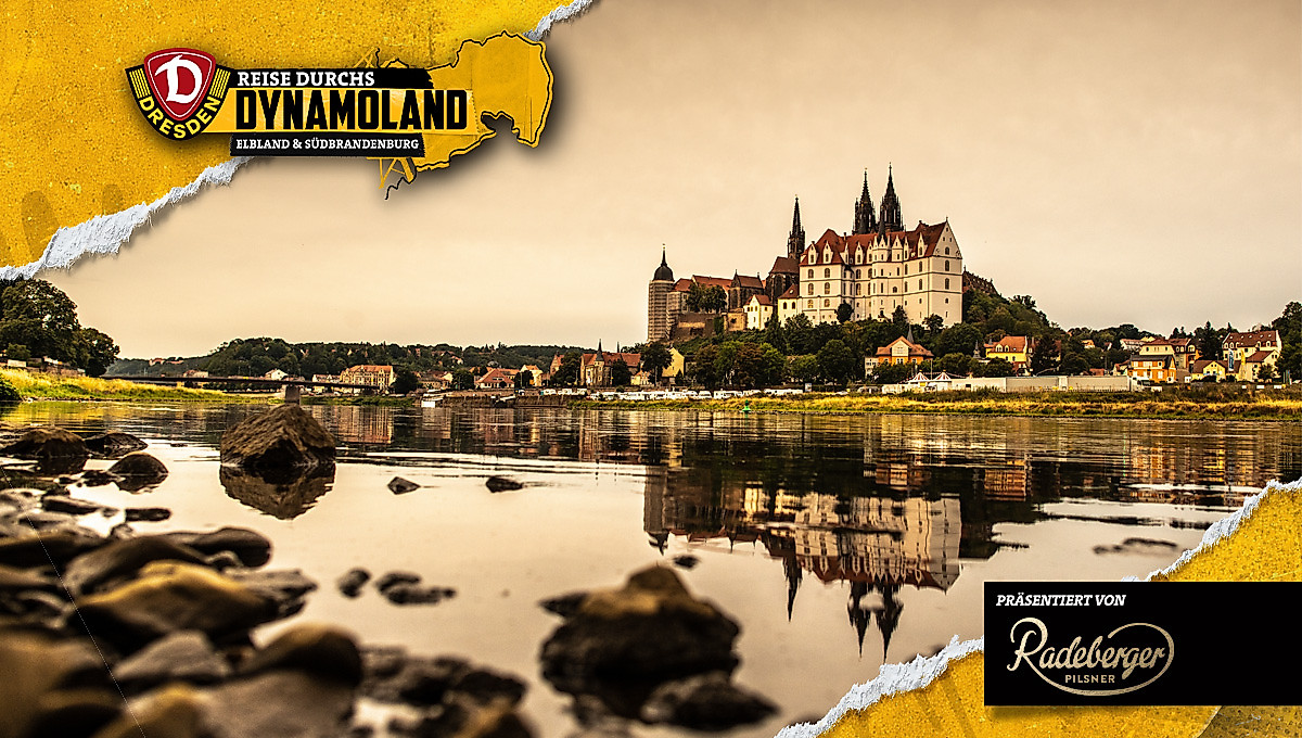 Die Elbe hinter der sich die Albrechtsburg Meißen erhebt
