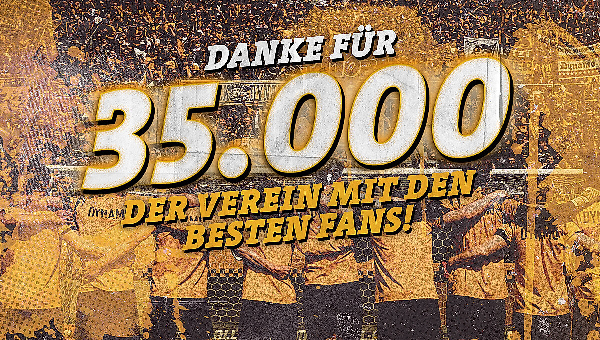 Grafik mit der Aufschrift: "Danke für 35.000 - Der Verein mit den besten Fans!"