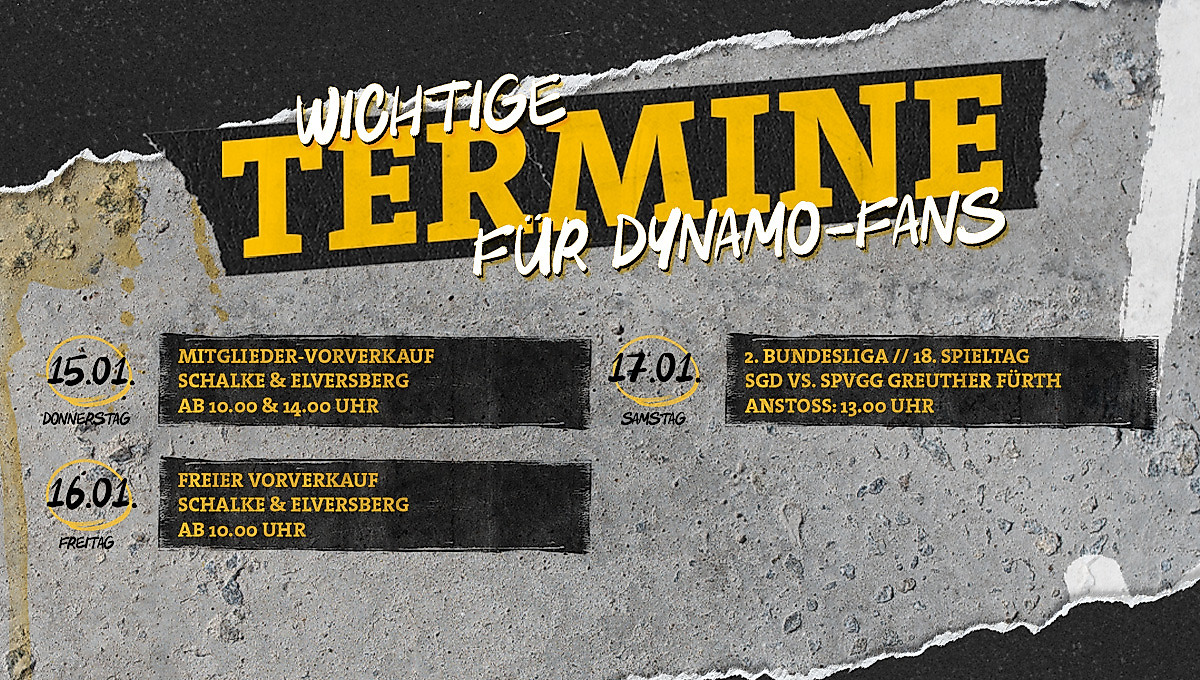 Eine Terminübersicht mit wichtigen Daten für Dynamo-Fans in der Woche vom 12.-18. Januar 2026