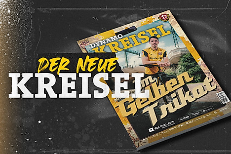 Eine Grafik, die das Vereinsmagazin der SG Dynamo Dresden mit der Ausgabe vom August 2026 zeigt.