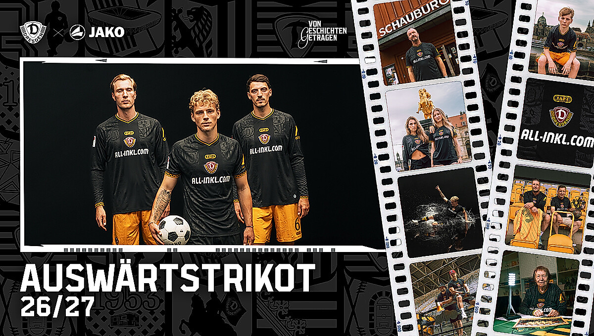 Vincent Vermeij, Jonas Oehmichen und Nicolai Rapp im neuen schwarzen Auswärtstrikot.