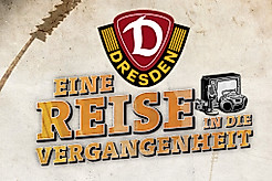 Grafik mit Schrift, einem Dynamo-Wappen und einem Fernseher