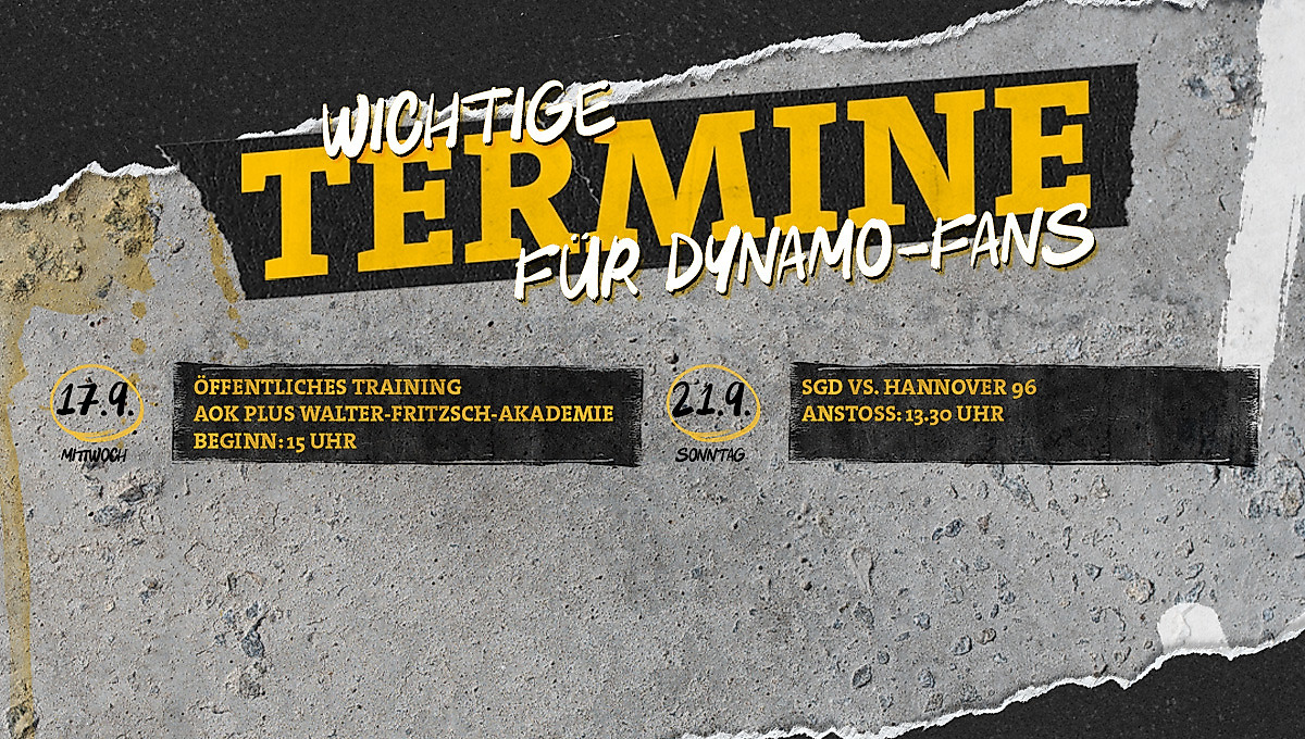 Termine für Dynamo-Fans in der Woche vom 15.-21. September 2025.