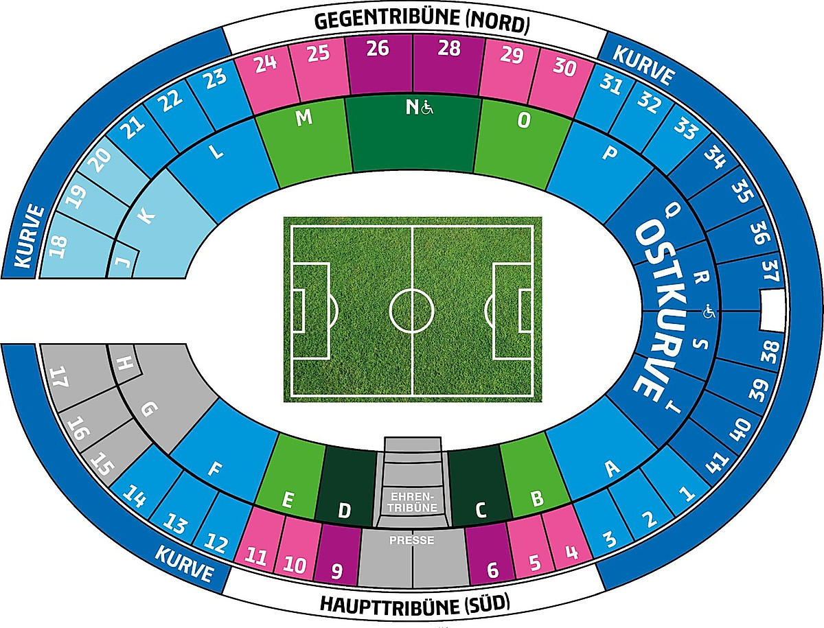 Ein Stadionplan des Olympiastadions in Berlin.