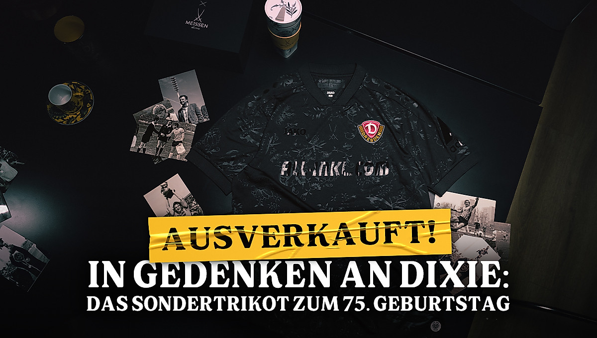 Schwarzes Sondertrikot anlässlich Dixie Dörners 75. Geburtstag mit dem Vermerk: Ausverkauft