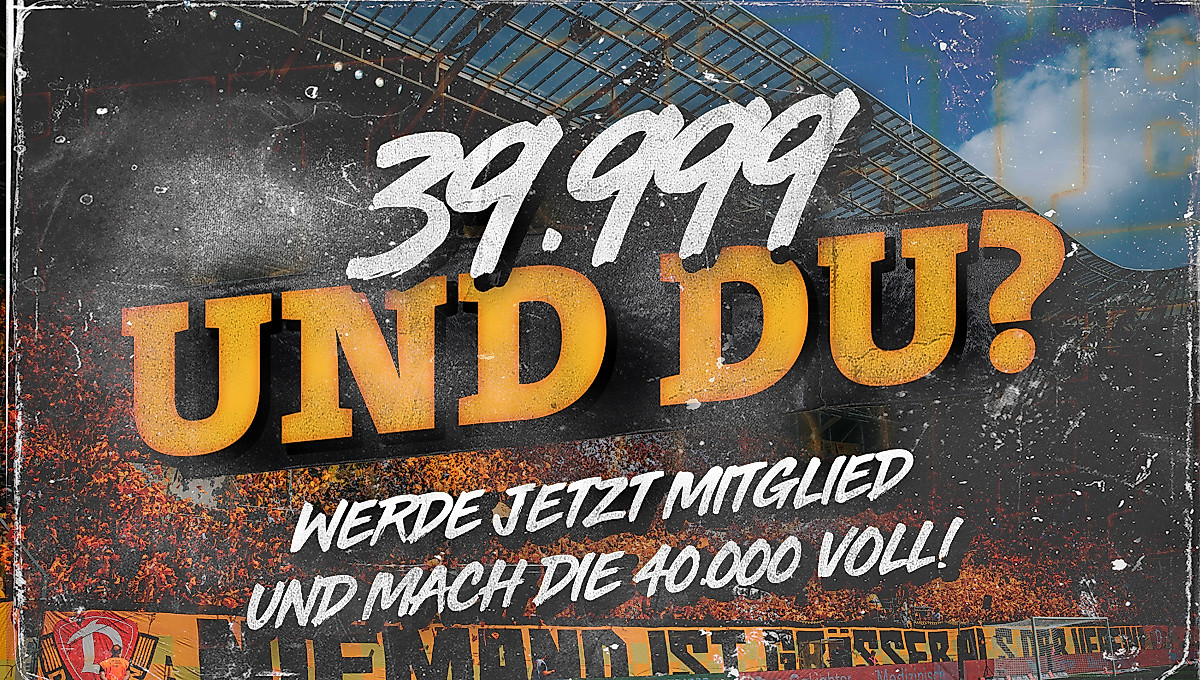 Grafik mit der Aufschrift: 39.999 und du? Werde jetzt Mitglied und mach die 40.000 voll!