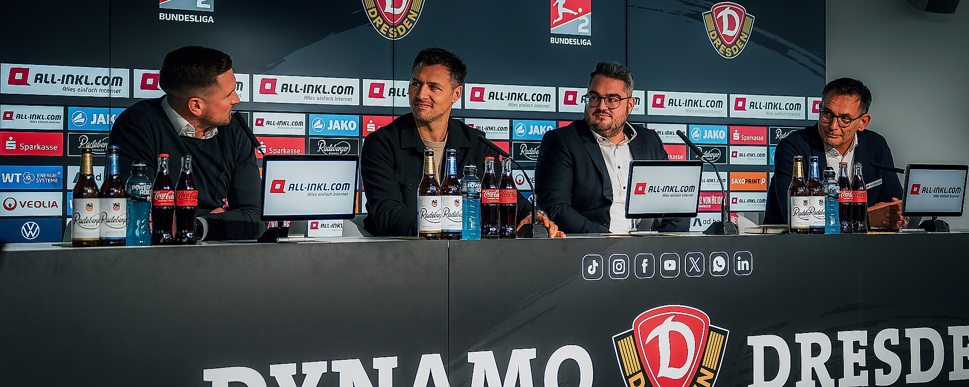 Christoph Antal, Sören Gonther, Michael Ziegenbalg und Michael Born auf der Pressekonferenz.