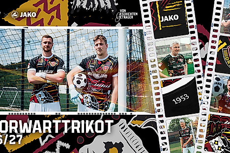 Lennart Grill & Elias Bethke in Dynamos Torwart-Trikot für die Saison 2026/27