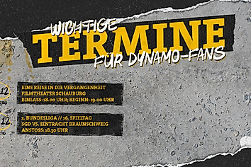 EIne Grafik mit Terminen für Dynamo-Fans in der 50. Kalenderwoche 2025
