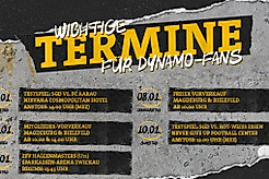 Grafik mit wichtigen Terminen für Dynamo-Fans in der Woche vom 5.-11. Januar 2026.