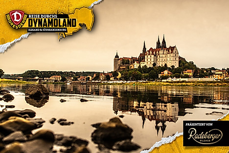 Die Elbe hinter der sich die Albrechtsburg Meißen erhebt