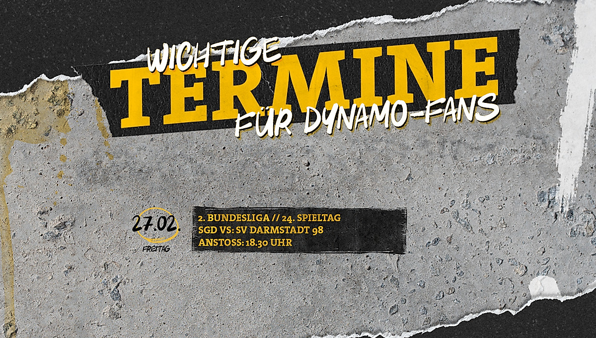 Eine Grafik, auf der der 24. Spieltag von Dynamo gegen den SV Darmstadt 98 als Termin markiert ist