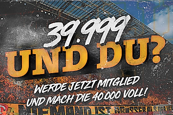 Grafik mit der Aufschrift: 39.999 und du? Werde jetzt Mitglied und mach die 40.000 voll!