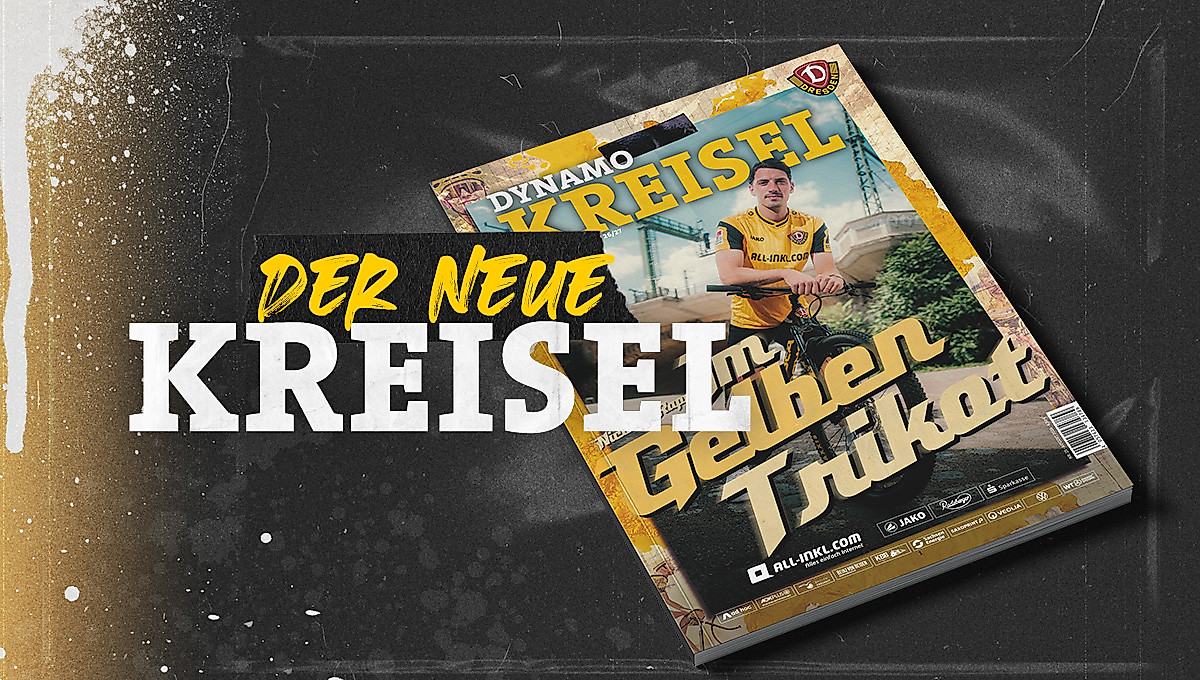 Eine Grafik, die das Vereinsmagazin der SG Dynamo Dresden mit der Ausgabe vom August 2026 zeigt.