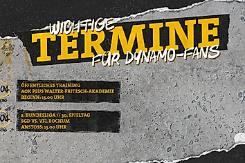 Eine Terminübersicht von wichtigen Terminen rund um Dynamo Dresden in der Woche vom 13.-19. April