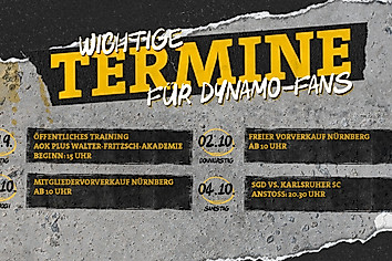 Wichtige Termine für Dynamo-Fans in der Woche vom 29. September bis 5. Oktober 2025.