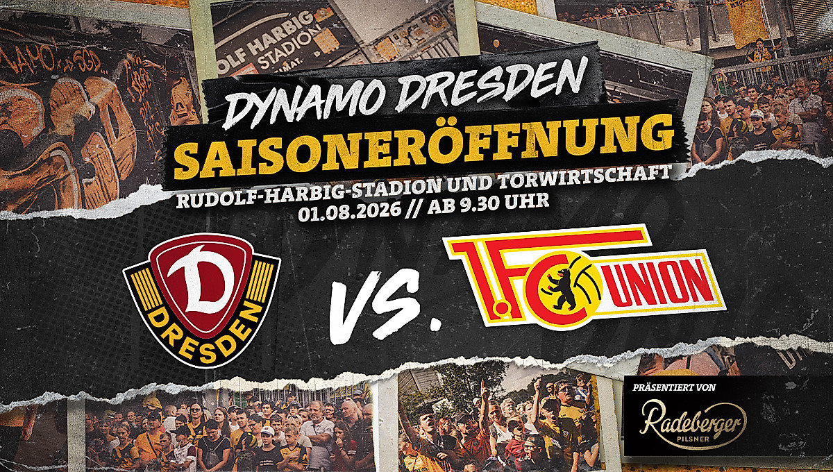 Eine Grafik zur Saisoneröffnung bei Dynamo Dresden am 1. August 2026