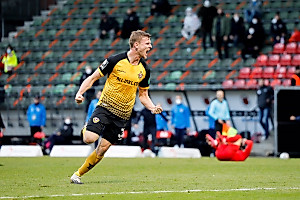 Christoph Daferner jubelt über seinen Treffer zum zwischenzeitlichen 1:1-Ausgleich. | Foto: Steffen Kuttner
