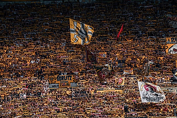 Fans im Rudolf-Harbig-Stadion.