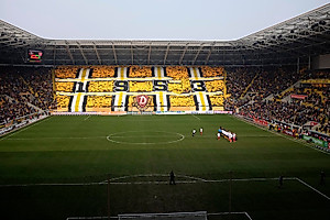 Choreo der Dynamo-Fans beim Heimspiel gegen Halle im März